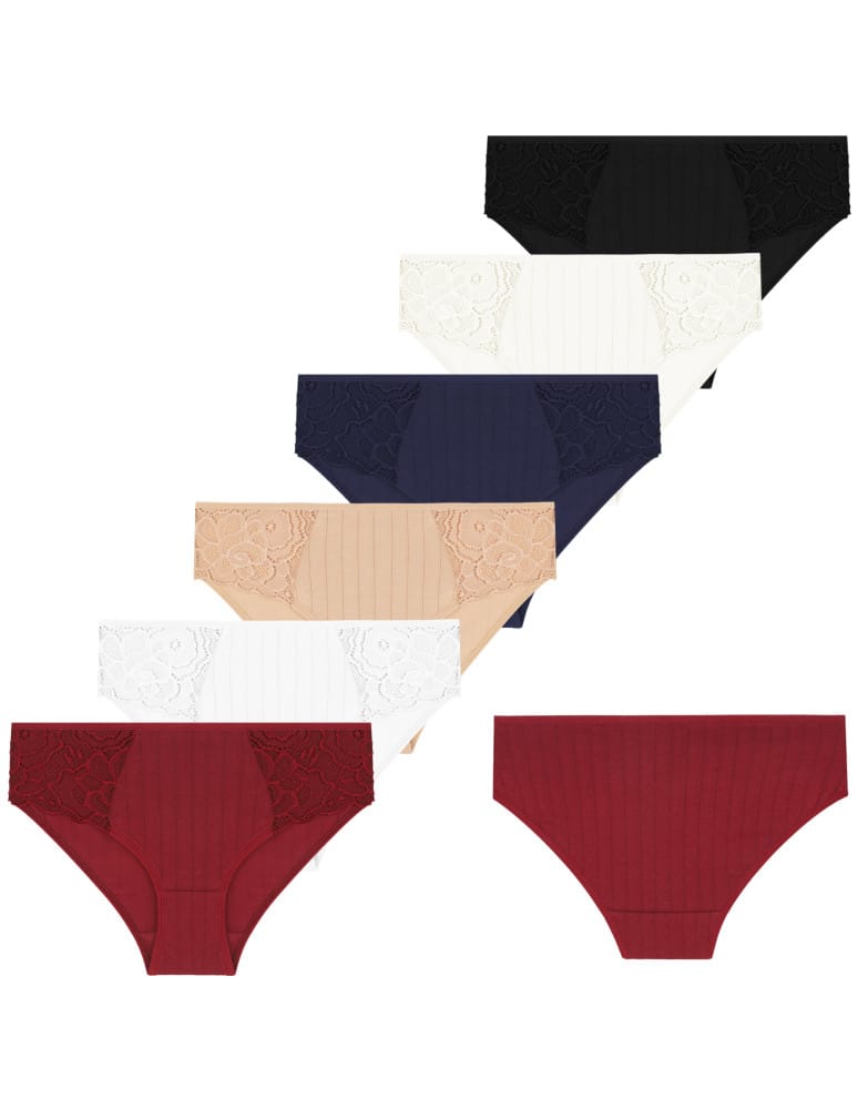 Majtki figi - Majtki damskie figi bikini z koronkowymi wstawkami 6-pak WIELOKOLOROWY - produkt moraj.pl 1