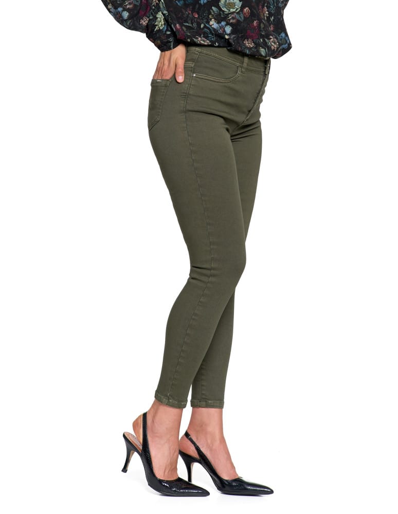 Spodnie damskie - Spodnie damskie skinny elastyczne ZIELONY - produkt moraj.pl 8