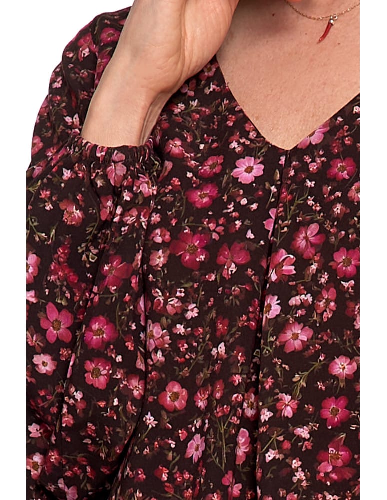 Bluzki z długim rękawem - Bluzka damska z bufiastymi rękawami BORDOWY  - produkt moraj.pl 6