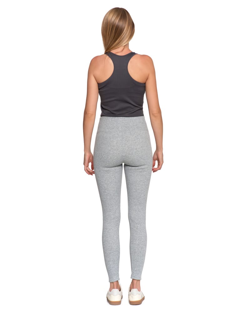 Legginsy damskie - Prążkowane legginsy damskie z wysokim stanem ocieplane JASNY SZARY  - produkt moraj.pl 2