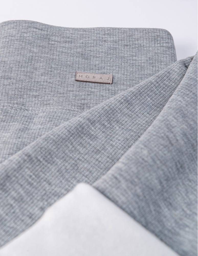 Legginsy damskie - Prążkowane legginsy damskie z wysokim stanem ocieplane JASNY SZARY  - produkt moraj.pl 10