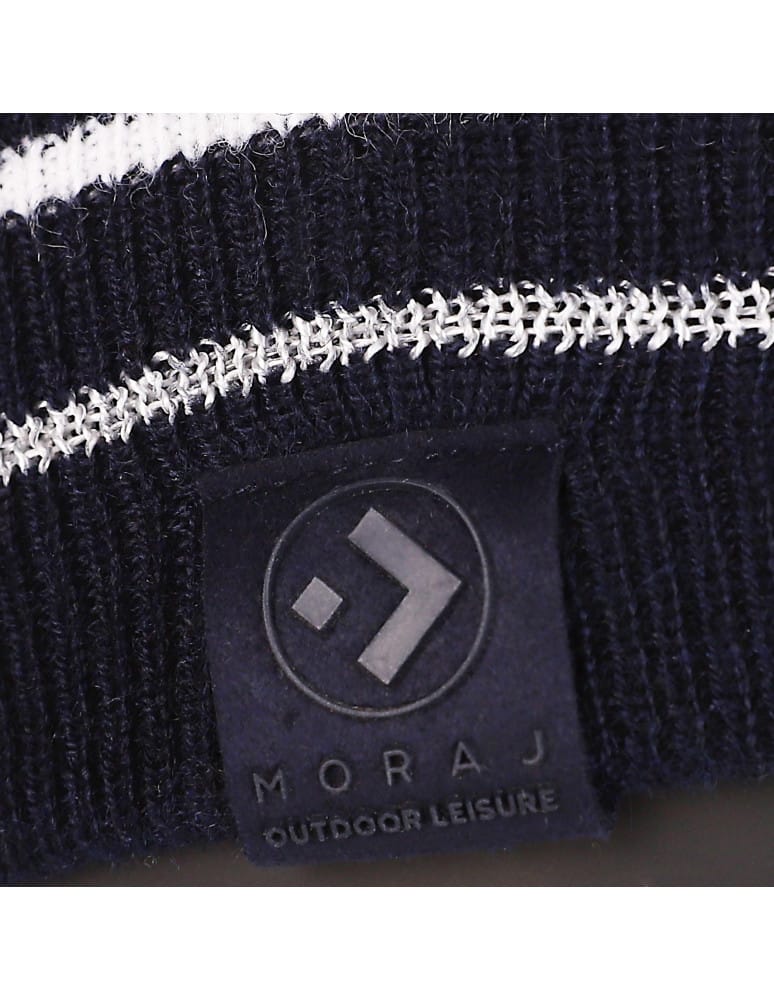 Czapki zimowe - Czapka męska zimowa z przędzą odblaskową i wełną merino GRANATOWY  - produkt moraj.pl 2