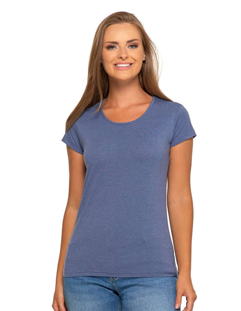 Koszulki i T-shirty - T-shirt damski bawełniany z kr&oacute;tkim rękawkiem jednokolorowy CIEMNY NIEBIESKI - produkt moraj.pl 1
