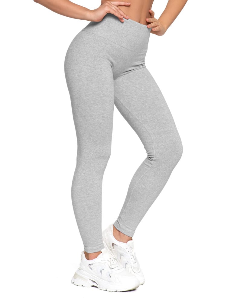Legginsy damskie - Legginsy damskie ocieplane z wysokim stanem i szerokim pasem SZARY  - produkt moraj.pl 2
