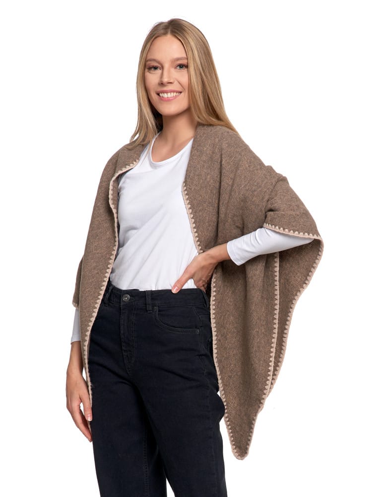 Szale i chusty - Ciepła chusta damska boho BRĄZOWY  - produkt moraj.pl 3