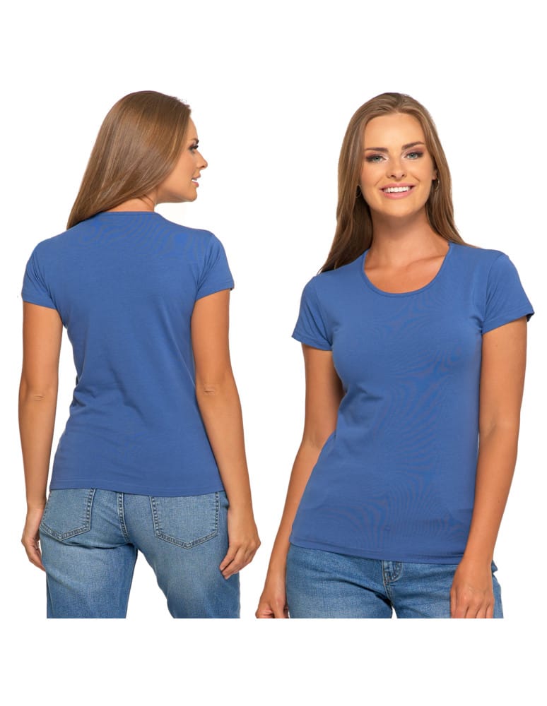Koszulki i T-shirty - T-shirt damski bawełniany z krótkim rękawkiem jednokolorowy JEANS - produkt moraj.pl 7