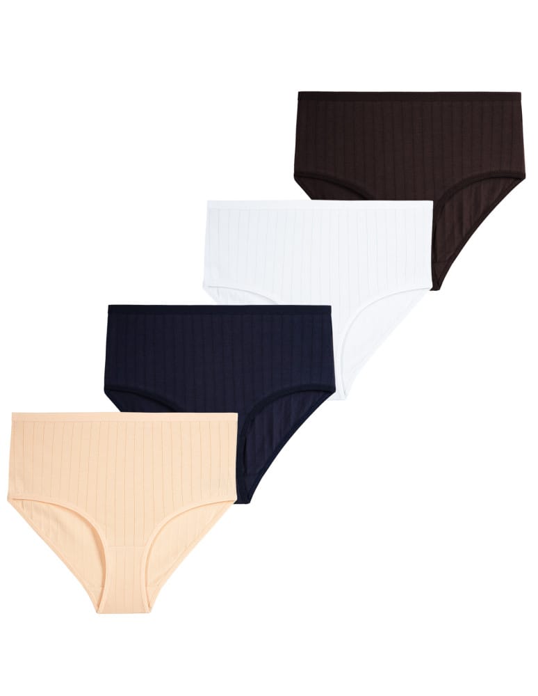 Majtki figi - Majtki damskie Plus Size maxi bikini w prążek 4-pak WIELOKOLOROWY - produkt moraj.pl 1