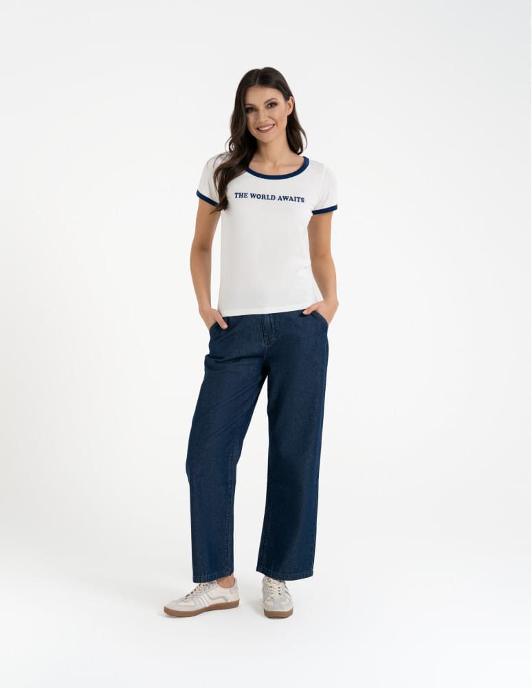 Koszulki i T-shirty - Koszulka damska t-shirt Slim Fit z napisami CZARNY - produkt moraj.pl 4