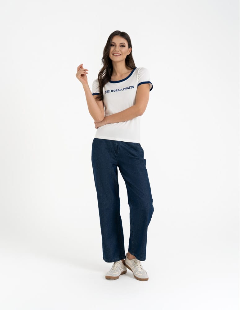 Koszulki i T-shirty - Koszulka damska t-shirt Slim Fit z napisami CZARNY - produkt moraj.pl 6