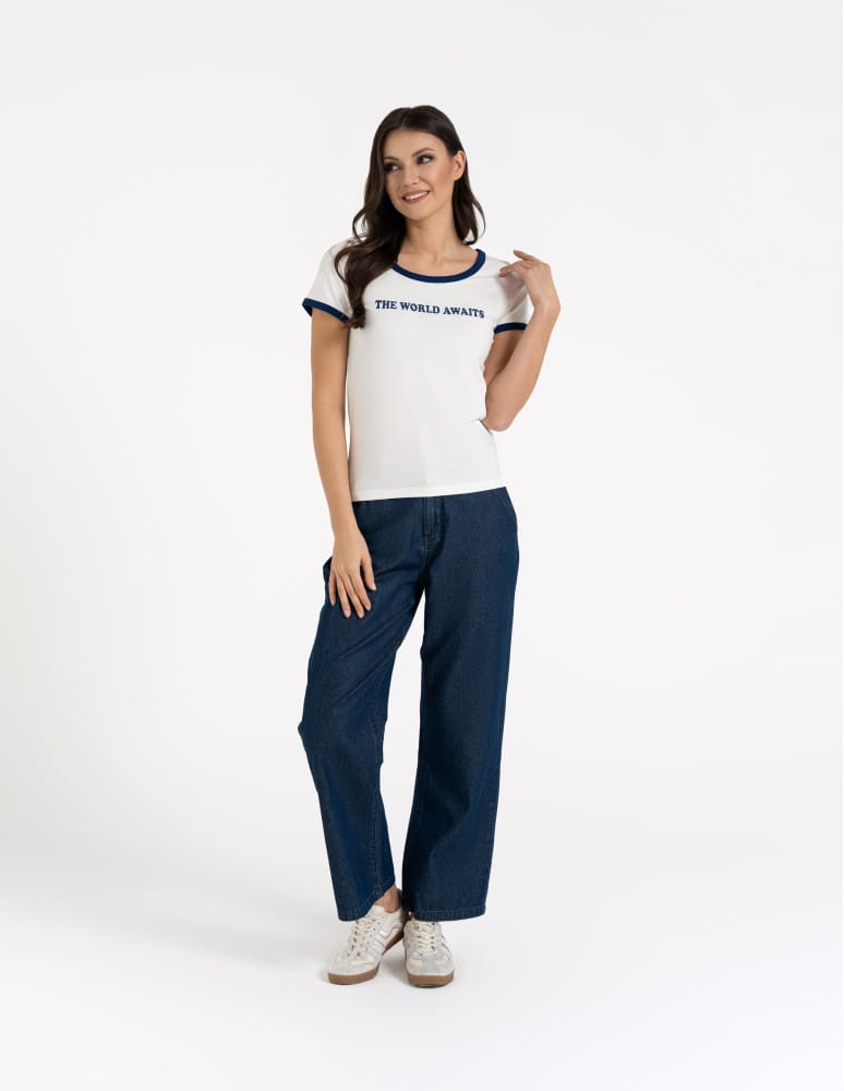 Koszulki i T-shirty - Koszulka damska t-shirt Slim Fit z napisami CZARNY - produkt moraj.pl 7