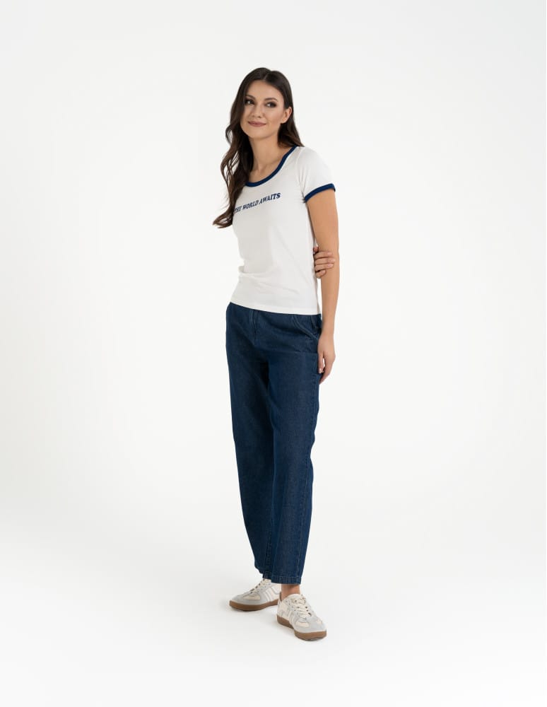 Koszulki i T-shirty - Koszulka damska t-shirt Slim Fit z napisami CZARNY - produkt moraj.pl 8