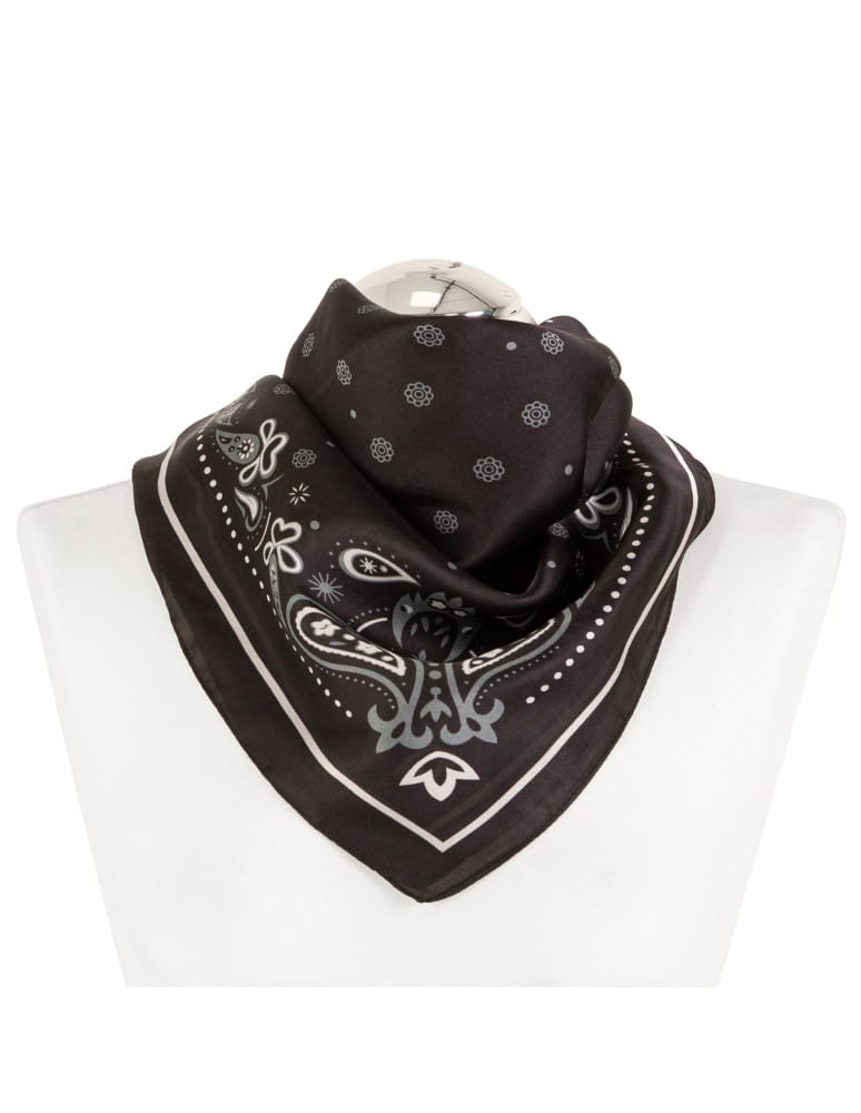 Apaszki - Apaszka damska lekka dekoracyjna ze wzorem paisley CZARNY - produkt moraj.pl 1