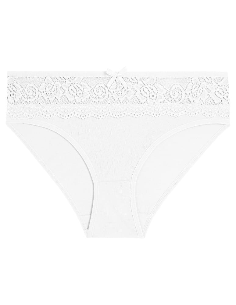 Majtki figi - Majtki figi bikini bawełniane z koronkowym pasem 4-pak WIELOKOLOROWY  - produkt moraj.pl 3
