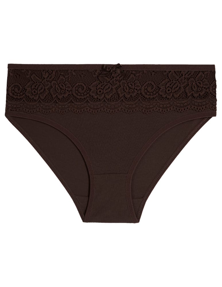 Majtki figi - Majtki figi bikini bawełniane z koronkowym pasem 4-pak WIELOKOLOROWY  - produkt moraj.pl 4