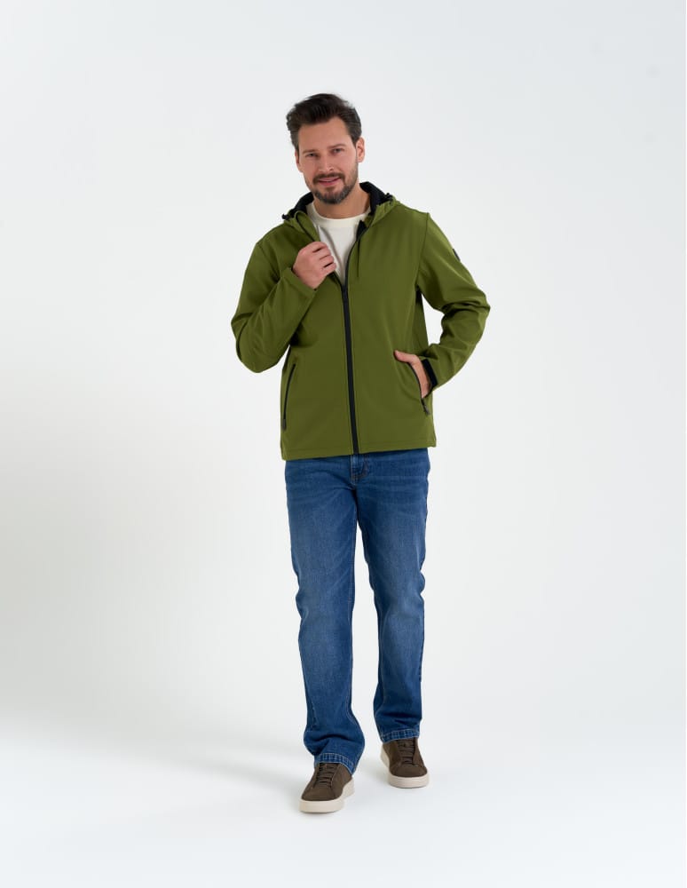 Kurtki przejściowe - Męska kurtka przejściowa softshell przeciwdeszczowy KHAKI - produkt moraj.pl 5