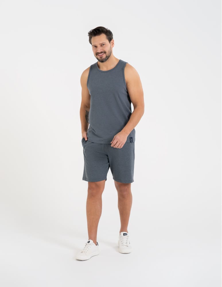 Koszulki i Tank Topy - Męski tank top gładka koszulka bez rękawów GRANATOWY - produkt moraj.pl 6