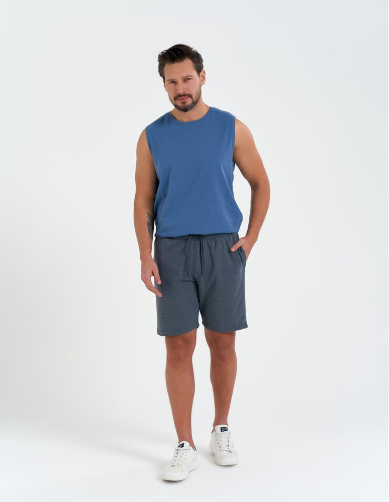 Szorty dresowe - Kr&oacute;tkie spodenki męskie dresowe GRANATOWY  - produkt moraj.pl 6
