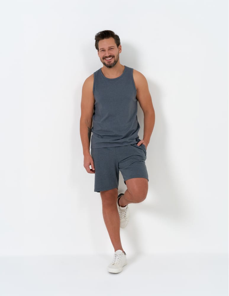 Koszulki i Tank Topy - Męski tank top gładka koszulka bez rękawów GRANATOWY - produkt moraj.pl 5