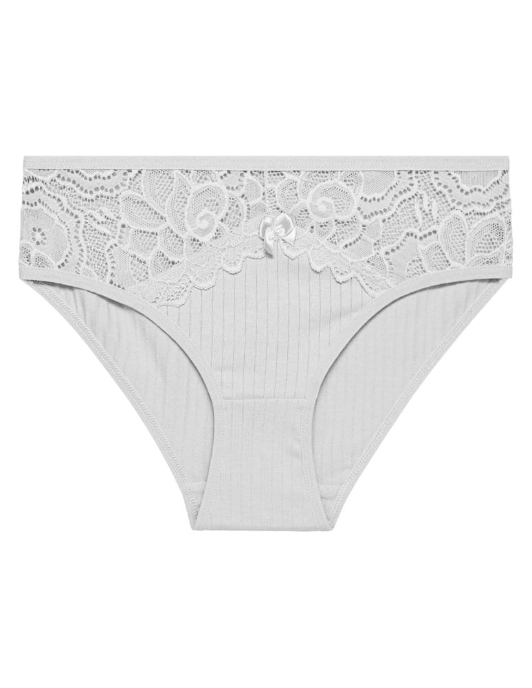 Majtki figi - Majtki damskie figi bikini bawełniane w delikatny prążek z koronką 6-pak WIELOKOLOROWY - produkt moraj.pl 4