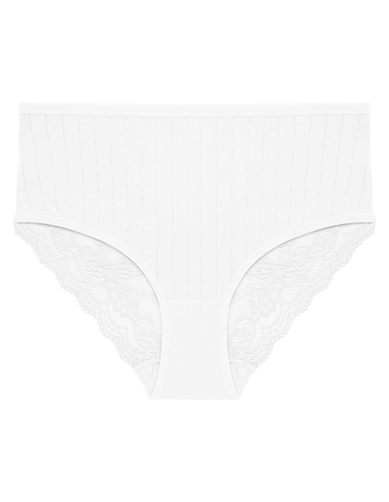 Majtki z wysokim stanem - Figi majtki damskie maxi bikini prążkowane z koronkowym tyłem 12-pak WIELOKOLOROWY - produkt moraj.pl 6