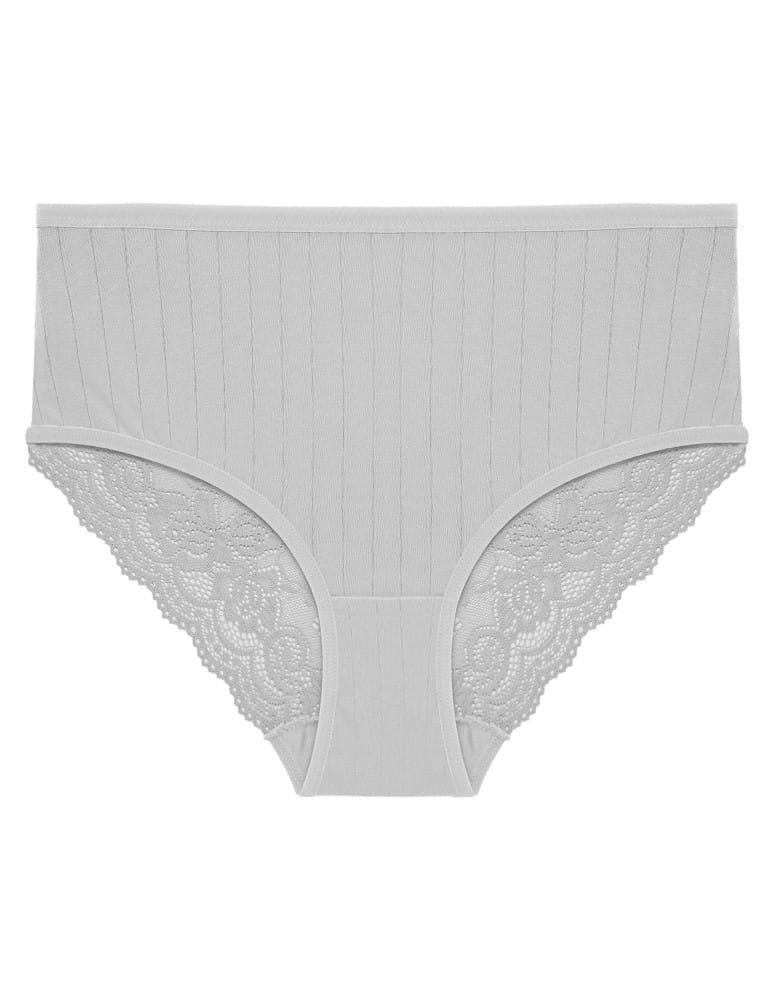 Majtki z wysokim stanem - Figi majtki damskie maxi bikini prążkowane z koronkowym tyłem 12-pak WIELOKOLOROWY - produkt moraj.pl 5