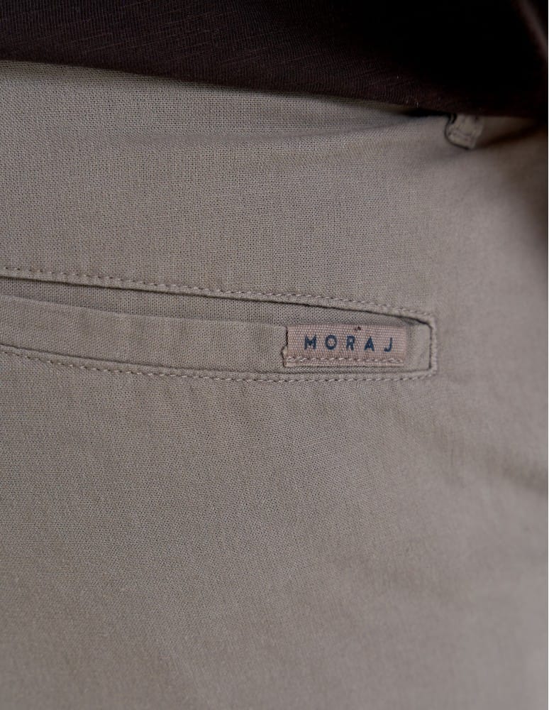 Szorty materiałowe - Spodenki męskie lniane casual wiązane z kieszeniami BEŻOWY - produkt moraj.pl 6
