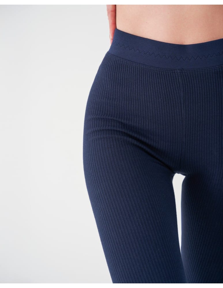Legginsy damskie - Legginsy damskie bawełniane z szeroką gumą w pasie GRANATOWY - produkt moraj.pl 16
