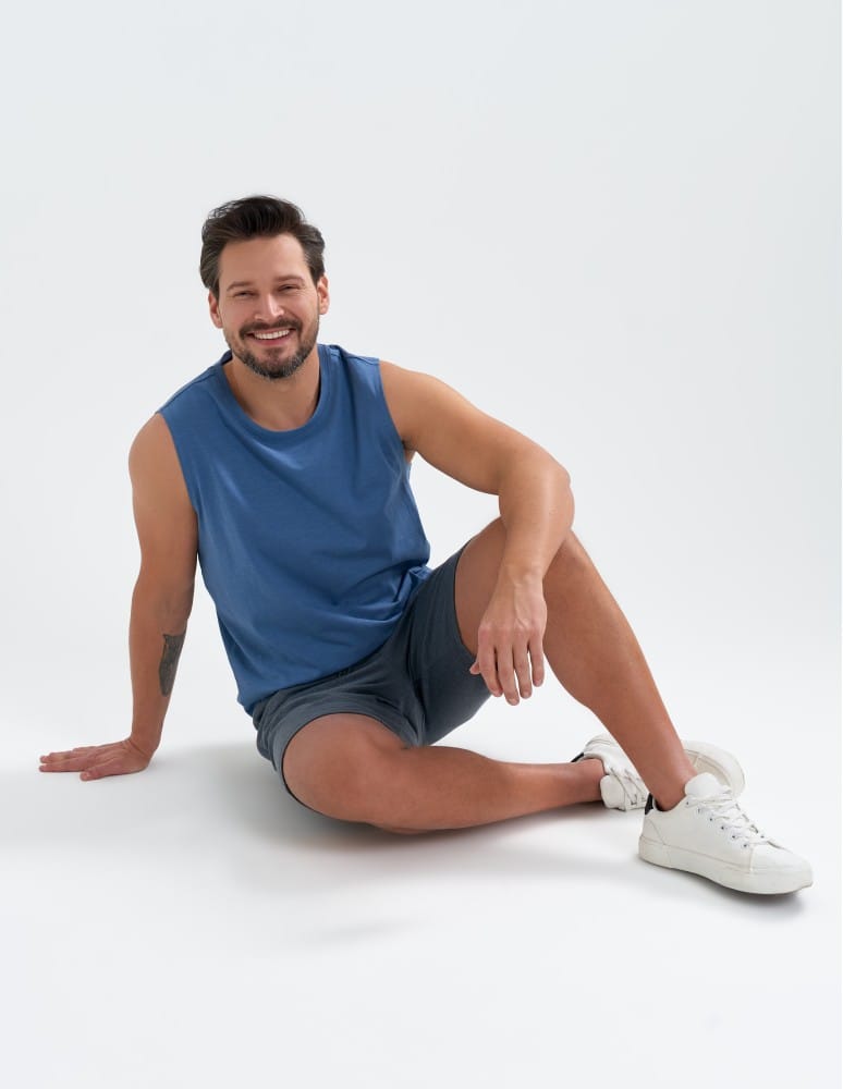 Koszulki i Tank Topy - Koszulka męska tank top bez rękaw&oacute;w luźna NIEBIESKI  - produkt moraj.pl 3