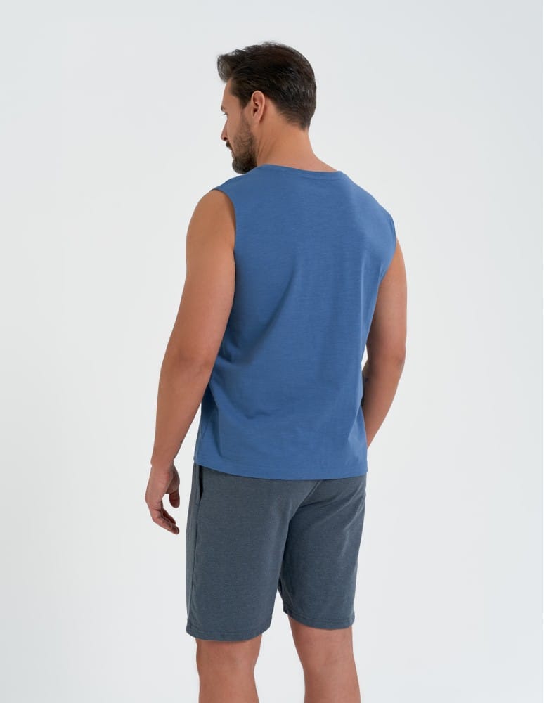 Koszulki i Tank Topy - Koszulka męska tank top bez rękaw&oacute;w luźna NIEBIESKI  - produkt moraj.pl 5
