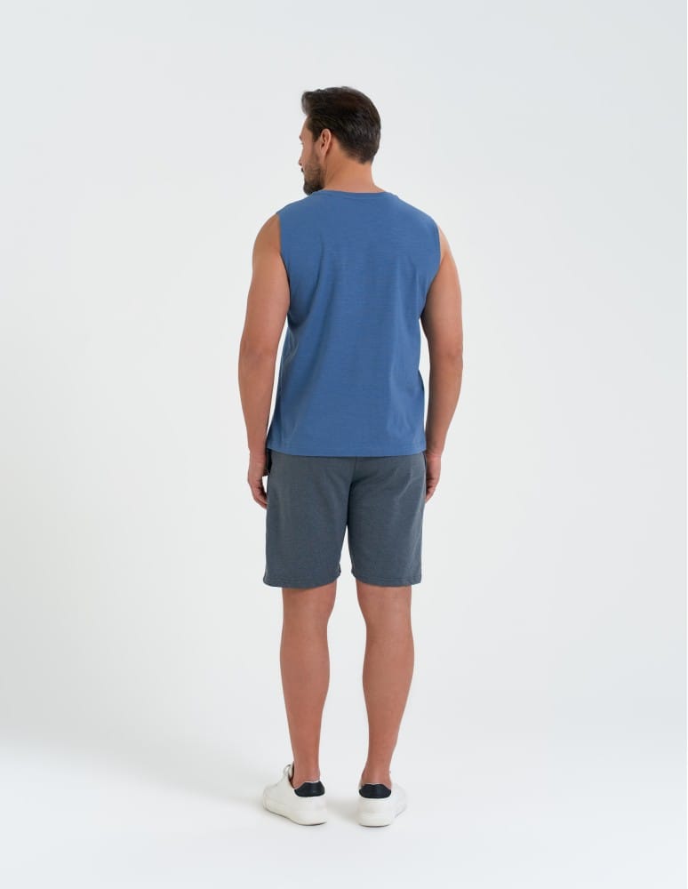 Koszulki i Tank Topy - Koszulka męska tank top bez rękaw&oacute;w luźna NIEBIESKI  - produkt moraj.pl 6