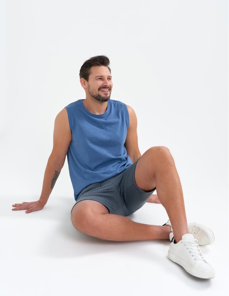 Koszulki i Tank Topy - Koszulka męska tank top bez rękaw&oacute;w luźna NIEBIESKI  - produkt moraj.pl 8