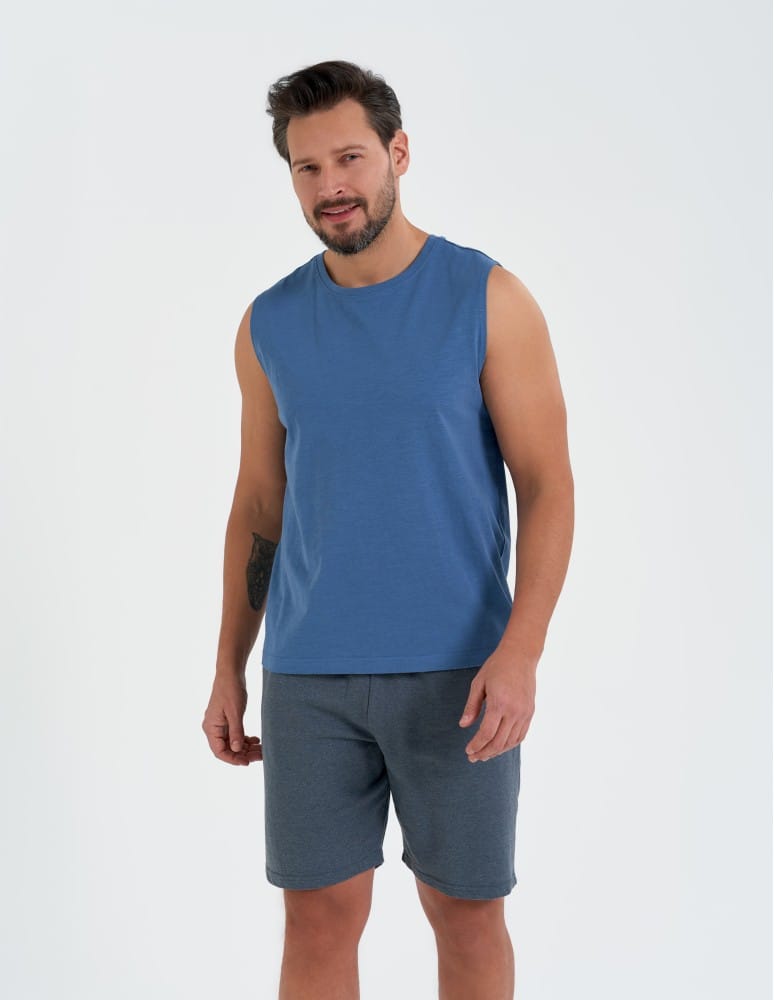 Koszulki i Tank Topy - Koszulka męska tank top bez rękaw&oacute;w luźna NIEBIESKI  - produkt moraj.pl 9