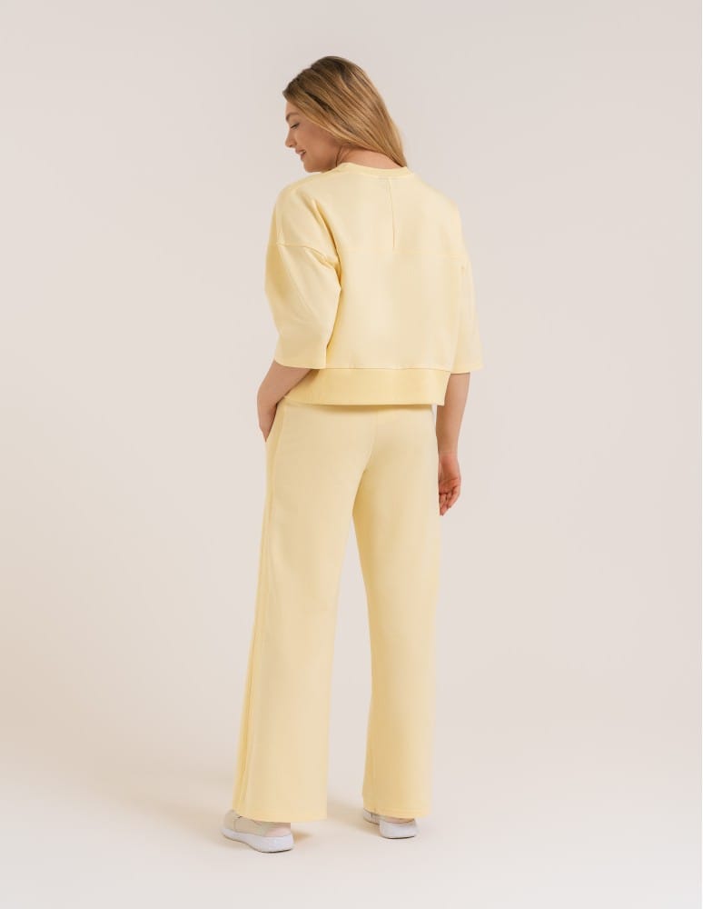Bluzy dresowe - Bluza dresowa damska o luźnym kroju bez kaptura ŻÓŁTY - produkt moraj.pl 6