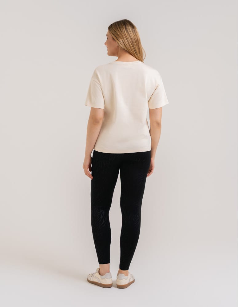 Legginsy damskie - Damskie legginsy ocieplane z szeroką gumą w pasie CZARNY - produkt moraj.pl 4