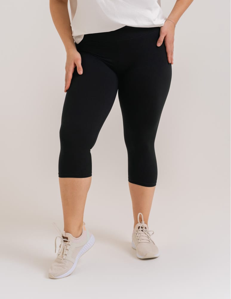Legginsy damskie - Klasyczne legginsy 3/4 damskie plus size peach touch CZARNY  - produkt moraj.pl 5