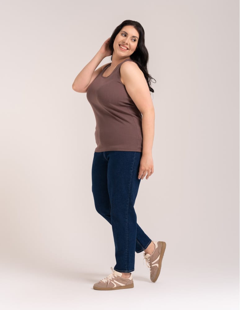 Koszulki i T-shirty - Koszulka damska na ramiączkach Tank-Top bawełniana Plus Size JASNY BRĄZ  - produkt moraj.pl 5