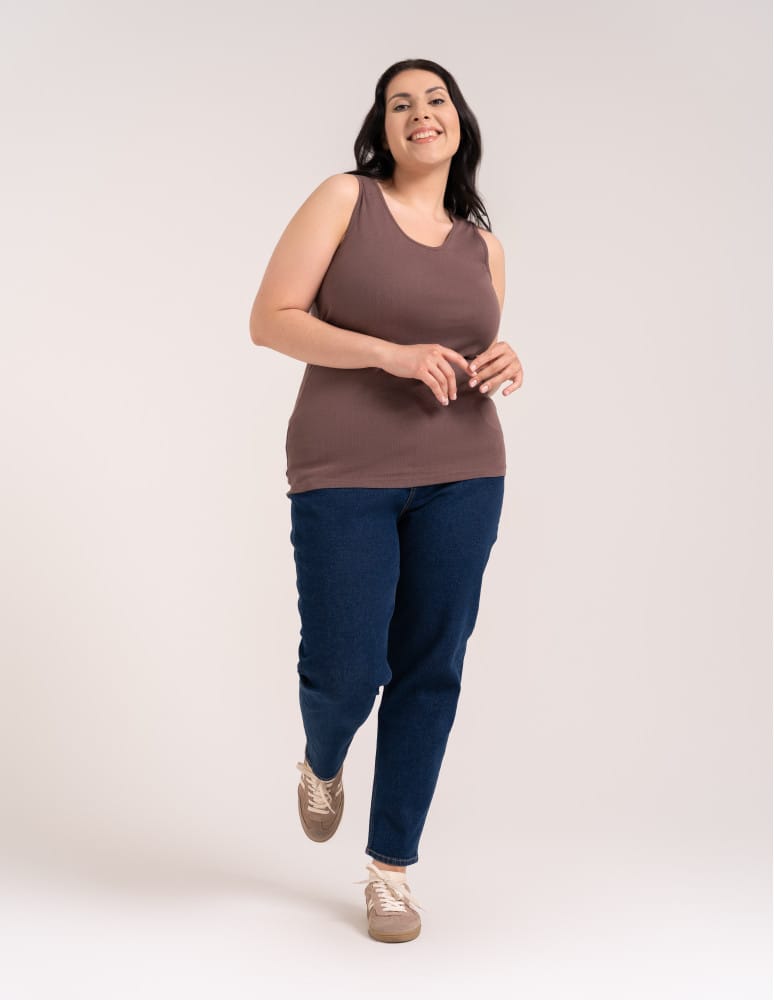 Koszulki i T-shirty - Koszulka damska na ramiączkach Tank-Top bawełniana Plus Size JASNY BRĄZ  - produkt moraj.pl 6