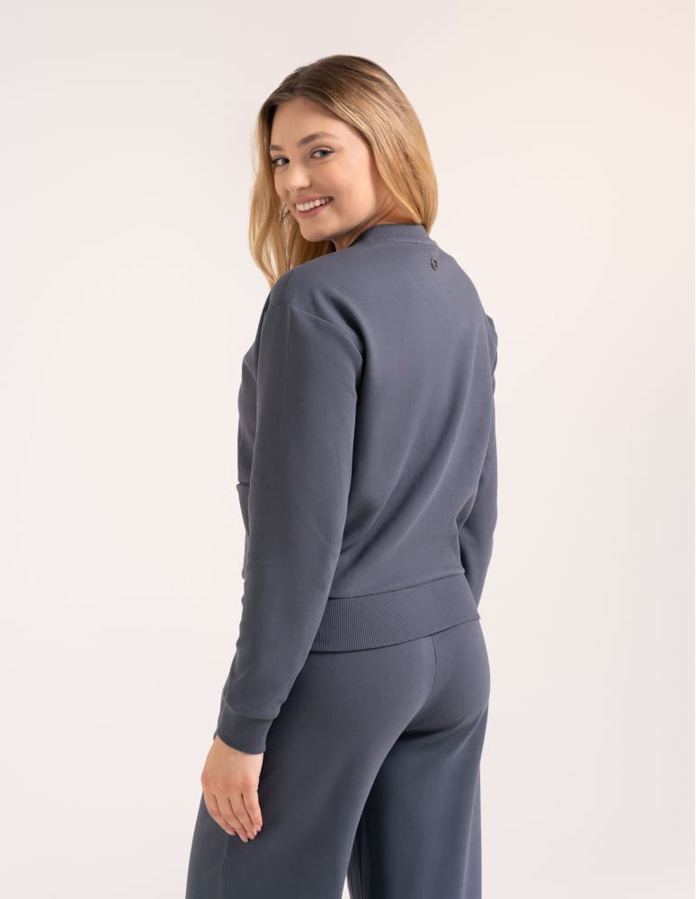Bluzy damskie - Wygodna bluza damska rozpinana bawełniana z kieszeniami GRAFITOWY  - produkt moraj.pl 9