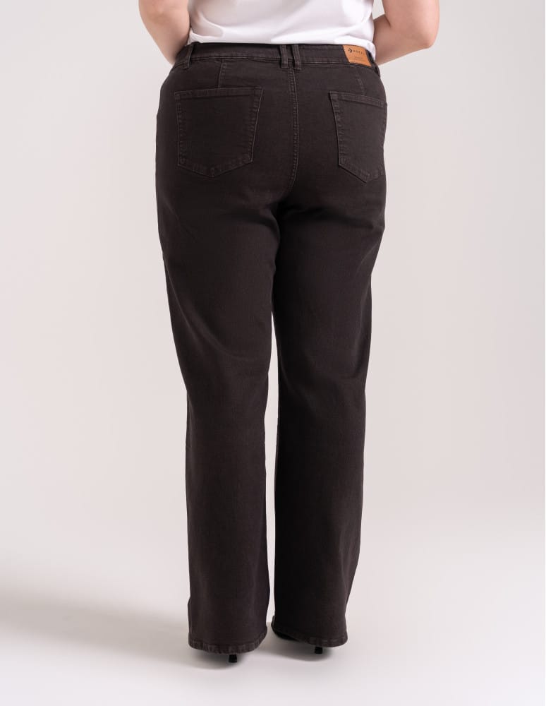 Jeansy - Jeansy damskie Wide Leg wygodne z wysokim stanem i z szeroką nogawką BRĄZOWY - produkt moraj.pl 11