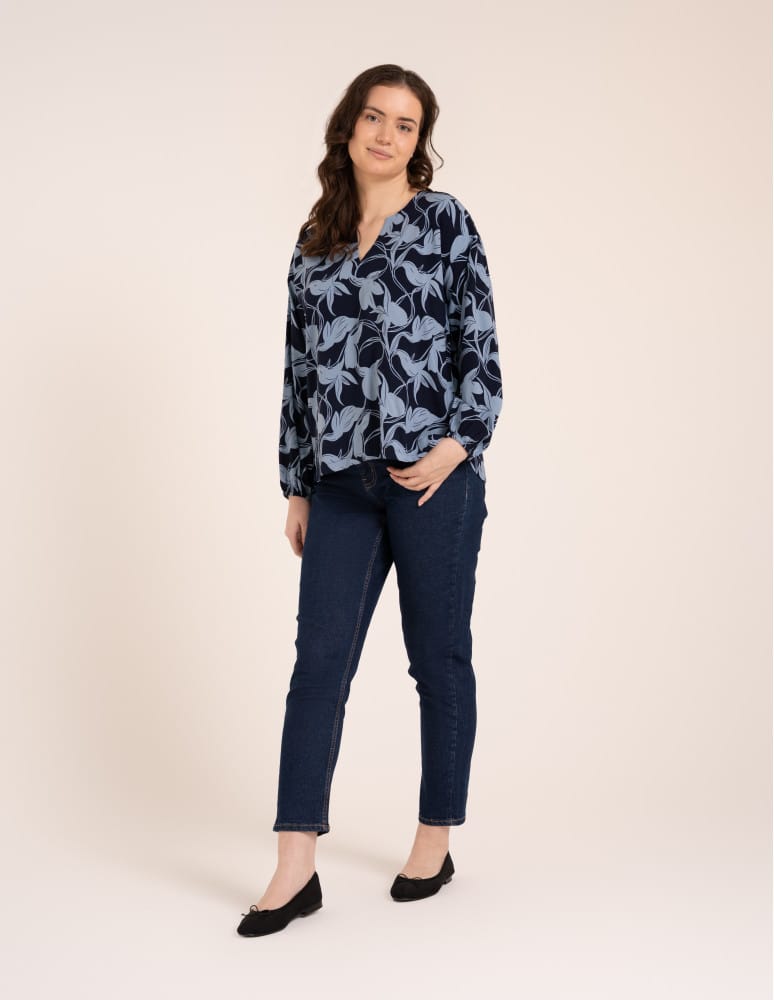Bluzki z długim rękawem - Elegancka bluzka damska z wiskozy 100% o kroju oversize z długim rękawem WZ&Oacute;R 1  - produkt moraj.pl 4