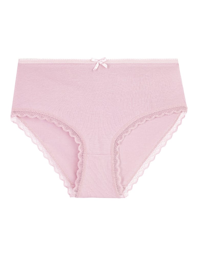 Majtki z wysokim stanem - Majtki z wysokim stanem damskie bawełniane z kokardką wygodne maxi bikini 5-pak WIELOKOLOROWY  - produkt moraj.pl 5