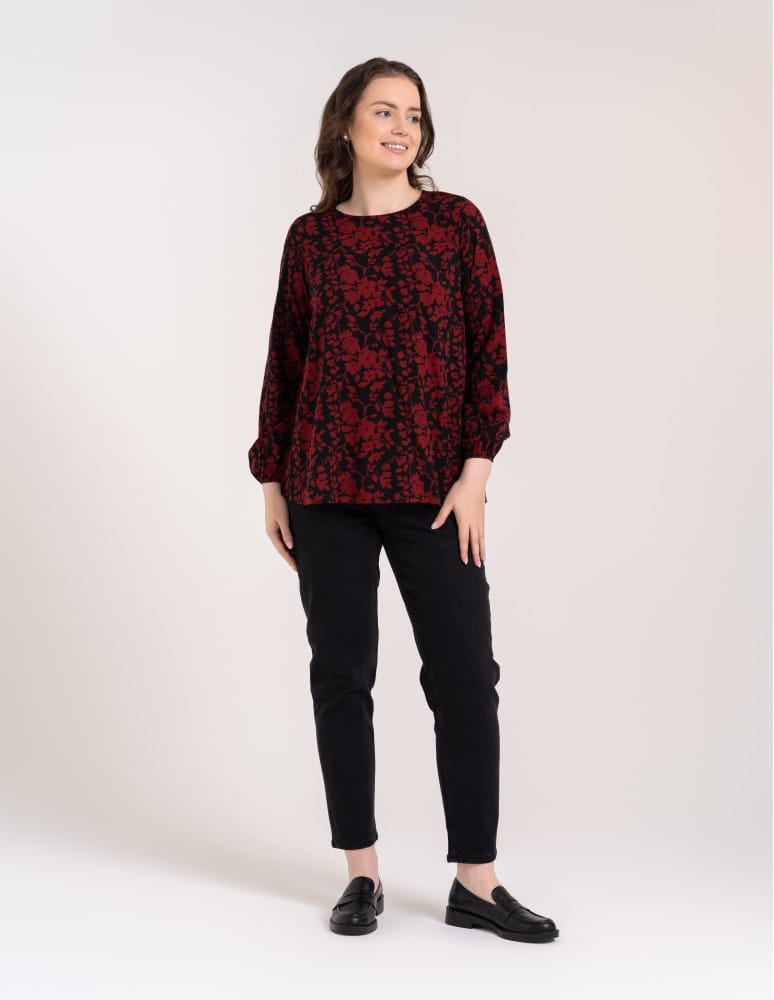 Bluzki z długim rękawem - Bluzka damska elegancka z naturalnej wiskozy o kroju oversize WZ&Oacute;R 1  - produkt moraj.pl 8