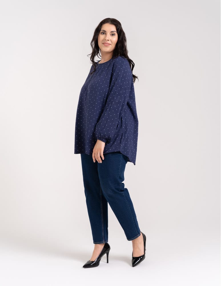Bluzki z długim rękawem - Bluzka damska elegancka z naturalnej wiskozy o kroju oversize WZ&Oacute;R 3  - produkt moraj.pl 10