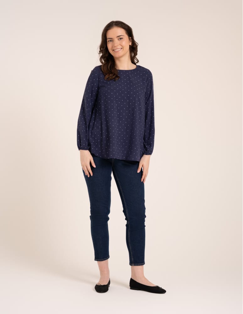 Bluzki z długim rękawem - Bluzka damska elegancka z naturalnej wiskozy o kroju oversize WZ&Oacute;R 3  - produkt moraj.pl 6
