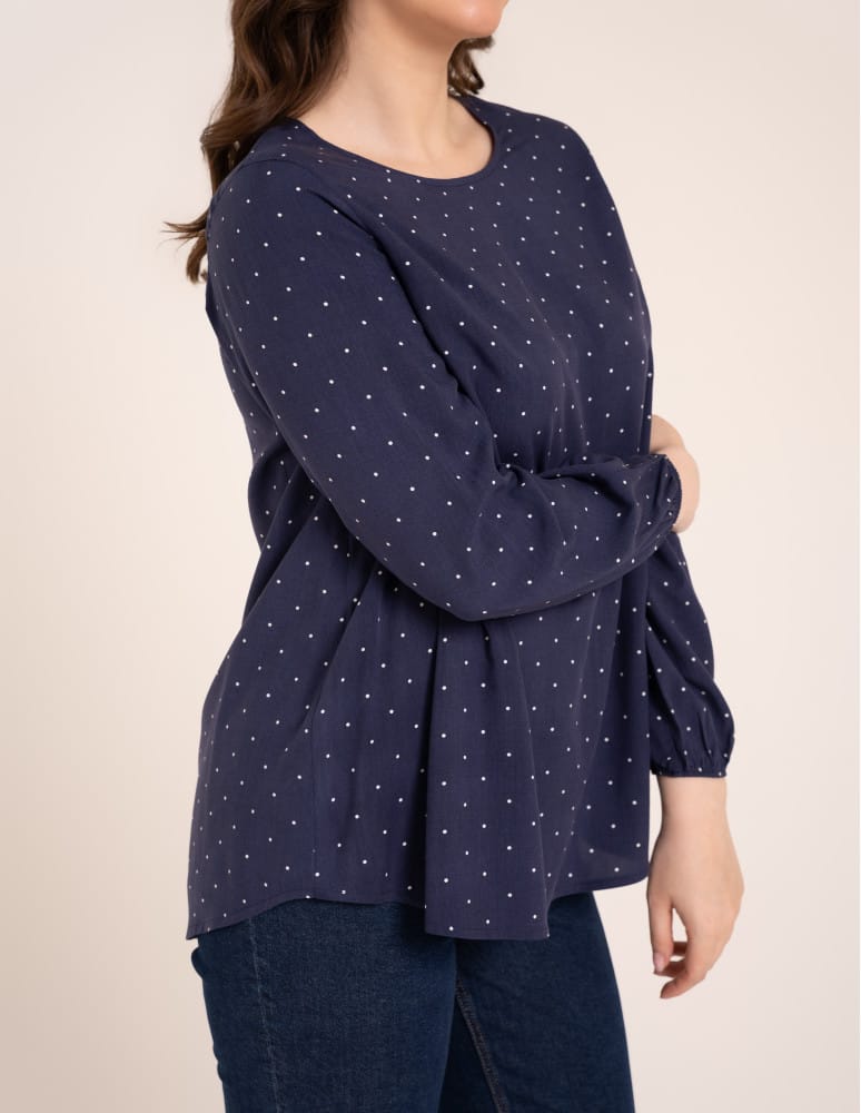 Bluzki z długim rękawem - Bluzka damska elegancka z naturalnej wiskozy o kroju oversize WZ&Oacute;R 3  - produkt moraj.pl 5