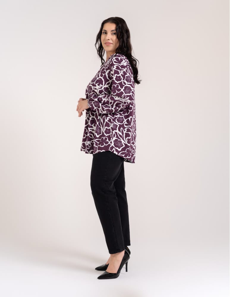 Bluzki z długim rękawem - Bluzka damska elegancka z naturalnej wiskozy o kroju oversize WZÓR 2 - produkt moraj.pl 14