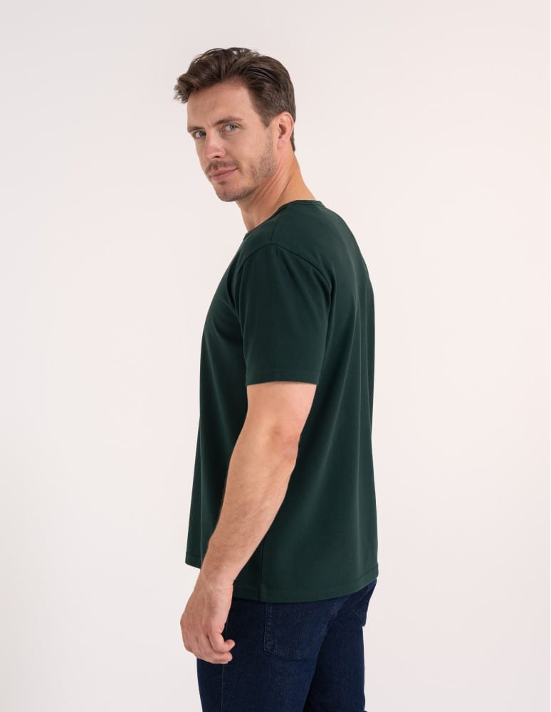 Koszulki z krótkim rękawem - T-shirt męski bawełniany z guzikami henley koszulka z krótkim rękawem ZIELONY - produkt moraj.pl 4