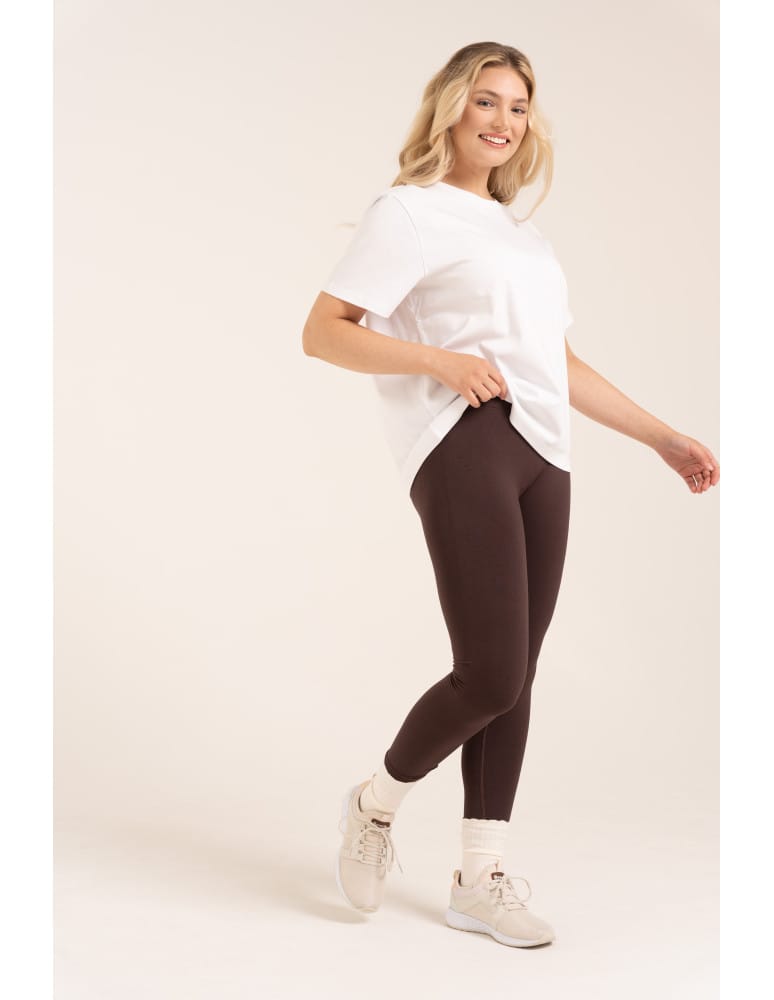Legginsy z wysokim stanem - Leginsy damskie bezszwowe z wysokim stanem prążkowane getry kryjące sportowe BRĄZOWY  - produkt moraj.pl 7