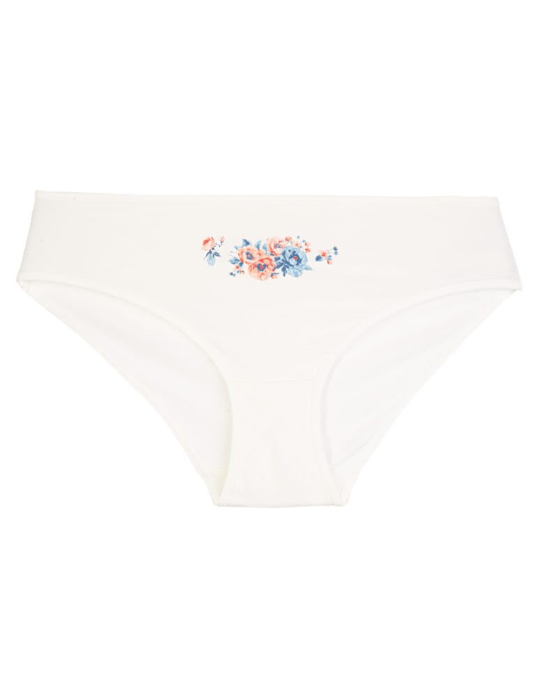 Majtki figi - Wygodne majtki damskie bikini bawełniane prążkowane figi w kwiatowe wzory 4-pak WIELOKOLOROWY - produkt moraj.pl 5
