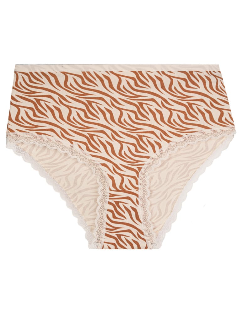 Majtki z wysokim stanem - Figi damskie maxi bikini bawełniane wzorzyste majtki z koronką i wyższym stanem 5-pak WIELOKOLOROWY - produkt moraj.pl 6